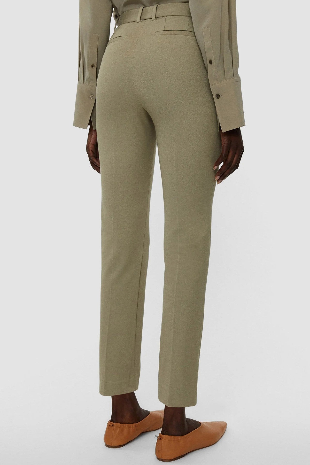 Coleman leather straight pants in green - Joseph