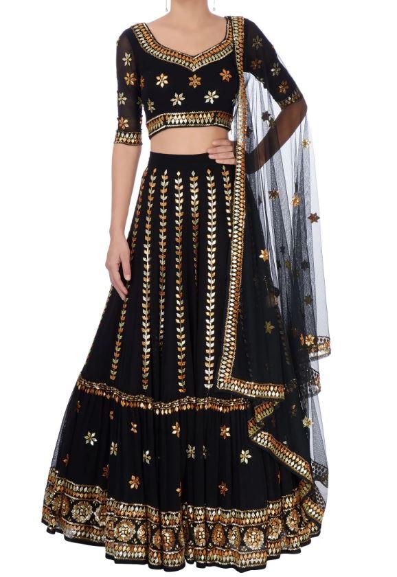 black gown with golden work