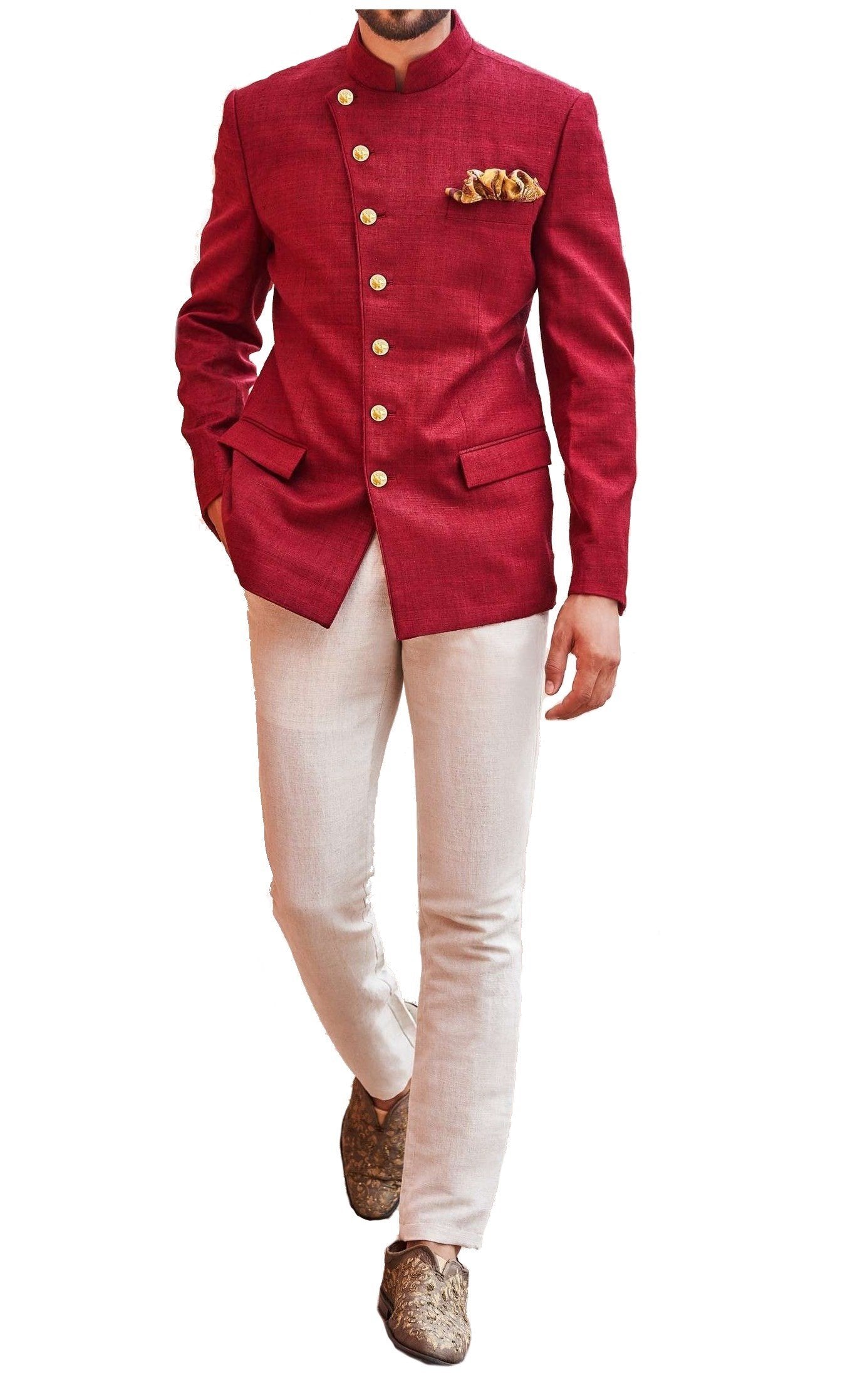 red jodhpuri suit