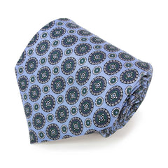 light blue round pattern silk tie - sera fine silk