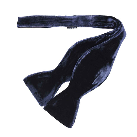 navy blue self tie velvet bow tie - sera fine silk