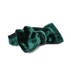 Green pre-tied Velvet bow tie - sera fine silk