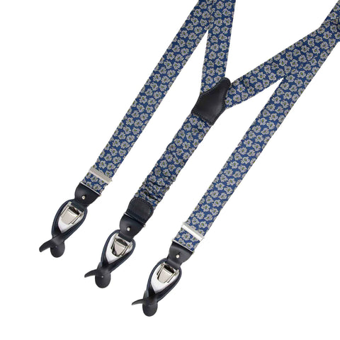 Blue Paisley Silk Suspenders