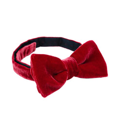 cherry red Velvet Bow tie - sera fine silk