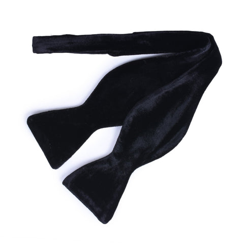 black self-tie velvet bow tie - sera fine silk