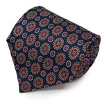 Navy Blue with Round Pattern Silk Tie | Sera Fine Silk