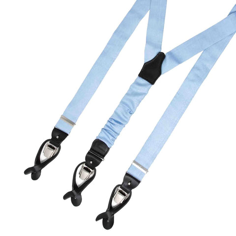 Light Blue Shantung Silk Suspenders | Serà Fine Silk