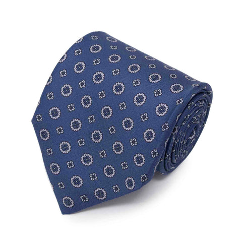 Dust Blue and Grey Patterned Silk Tie | Serà Fine Silk