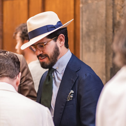 Pitti 104 Christian Webster wearing Serà Fine Silk Monterosso pocket square