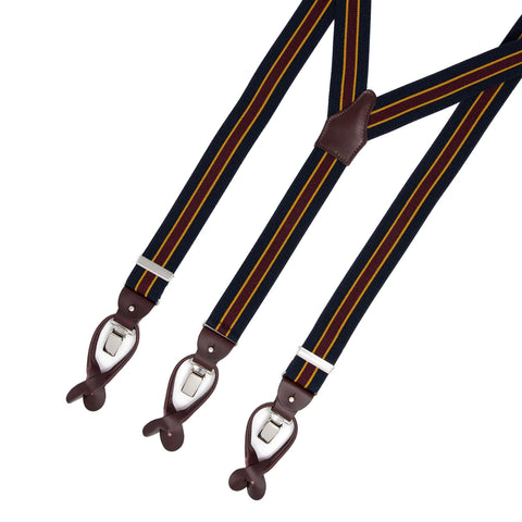 Regimental Blue Elastic Suspenders | Serà Fine Silk