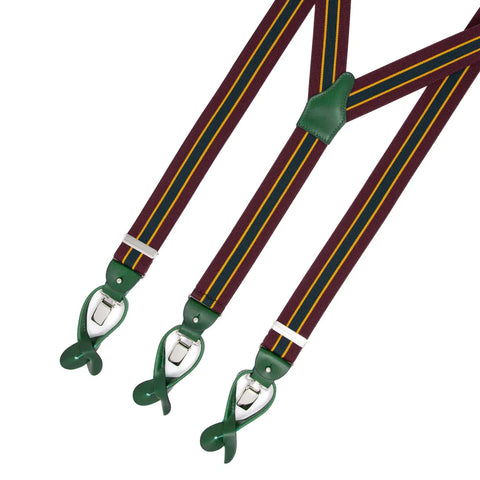 Regimental Burgundy Elastic Suspenders 