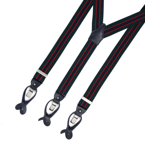 Regimental Green Elastic Suspenders