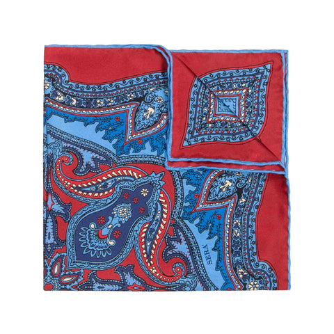 sugar ripasso red silk pocket square - sera fine silk