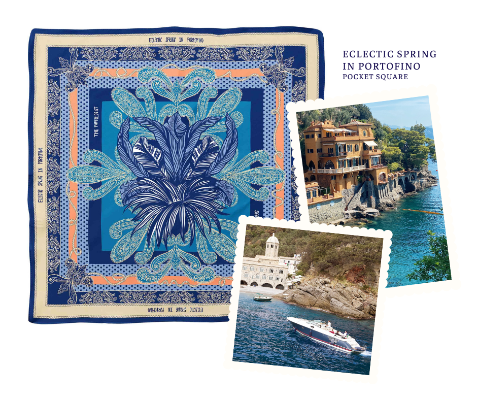 summer destinations Portofino silk pocket square