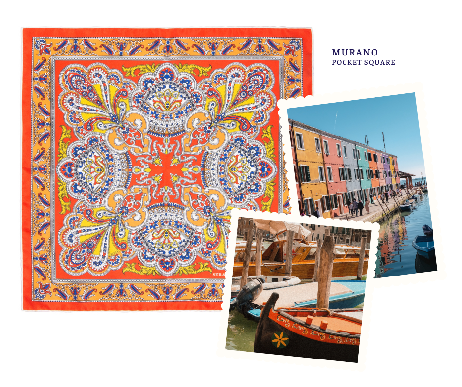 summer destinations Murano silk pocket square