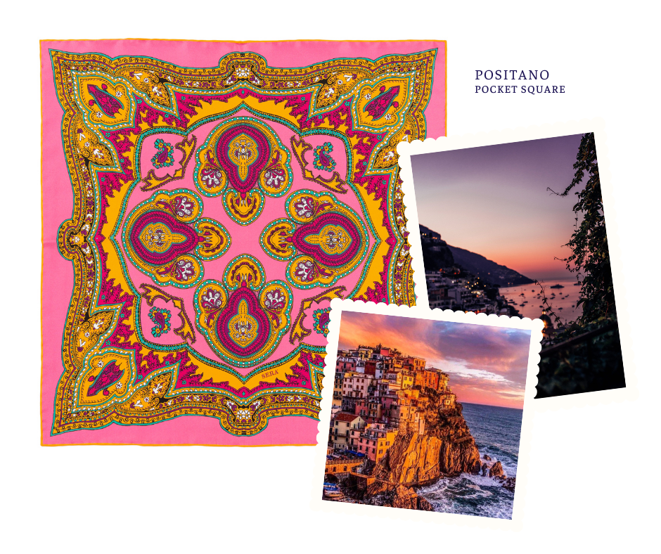 Summer destinations positano silk pocket square