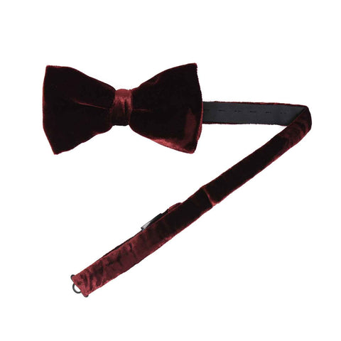 Oxblood Pre-tied velvet bow tie - sera fine silk