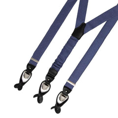 navy blue with black leather silk suspenders - sera fine silk