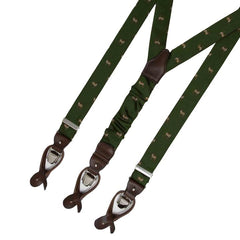 Silk suspenders for man green animal