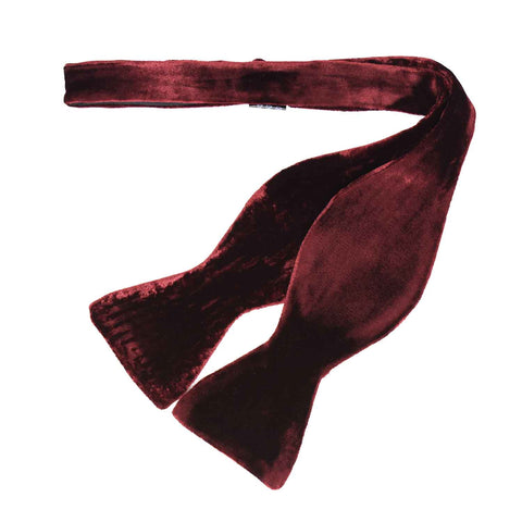 oxblood self-tie velvet bow tie - sera fine silk