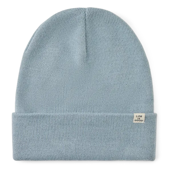Life is Good Adult Unisex Solid Cuff Beanie, Gray Blue