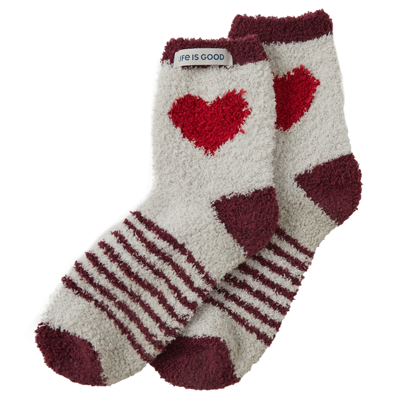 Life is Good. Heart Snuggle Socks, Putty White