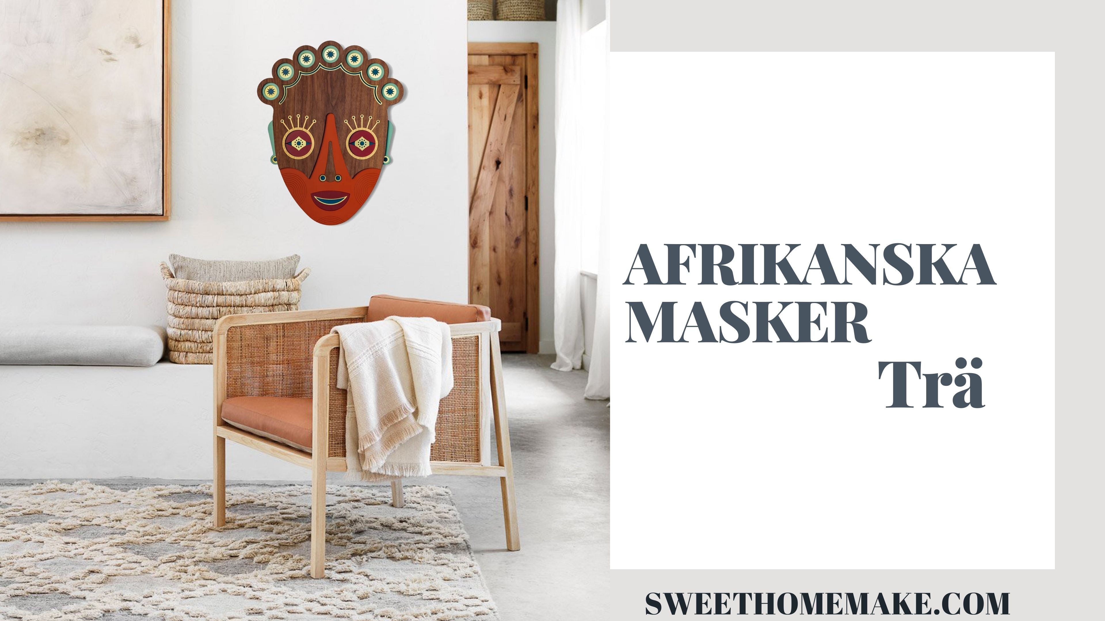 Afrikanska Masker med Abstrakt Konst Ansikte Väggdekoration