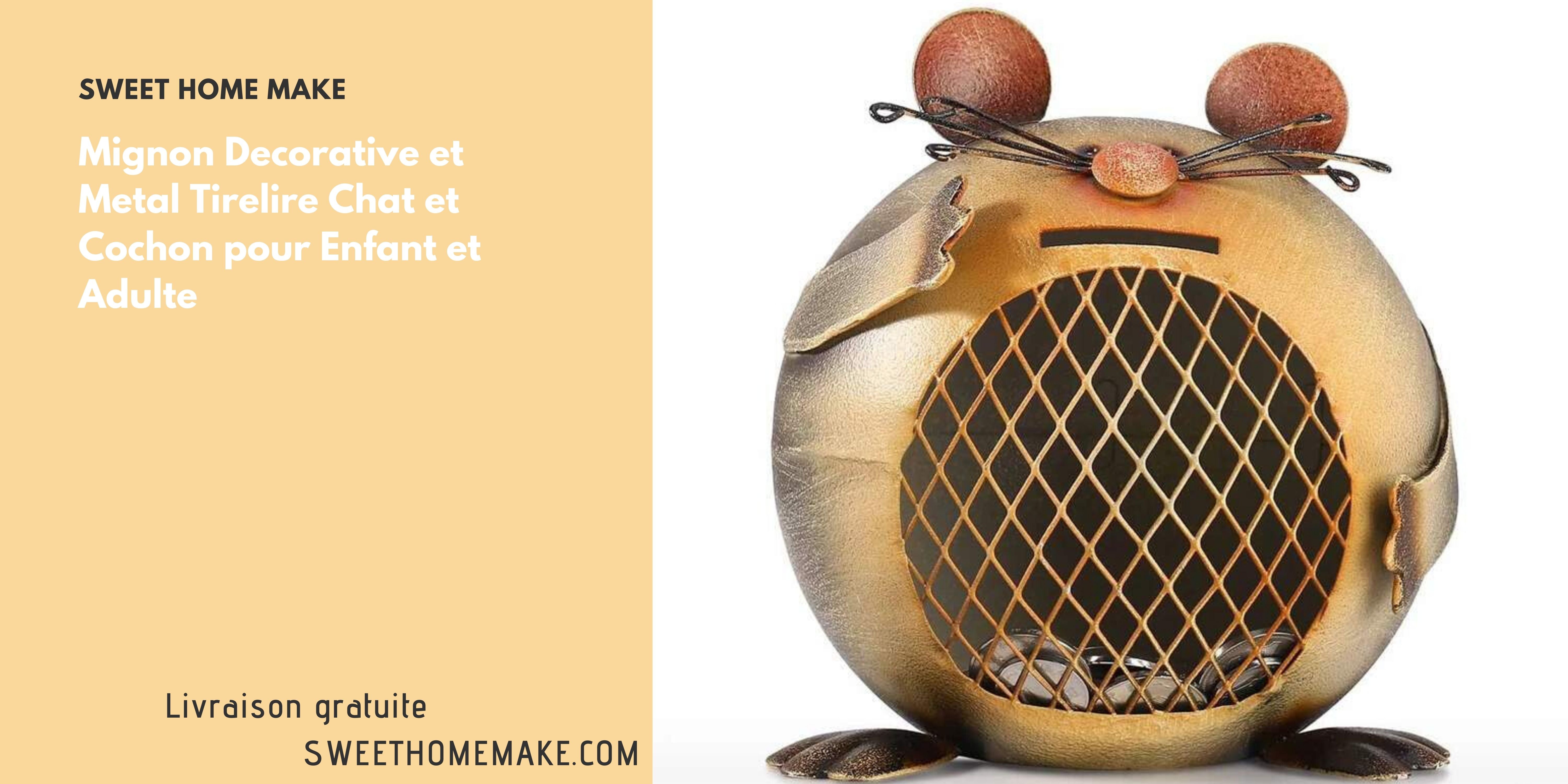 Mignon Decorative et Metal Tirelire Chat et Cochon pour Enfant et Adulte