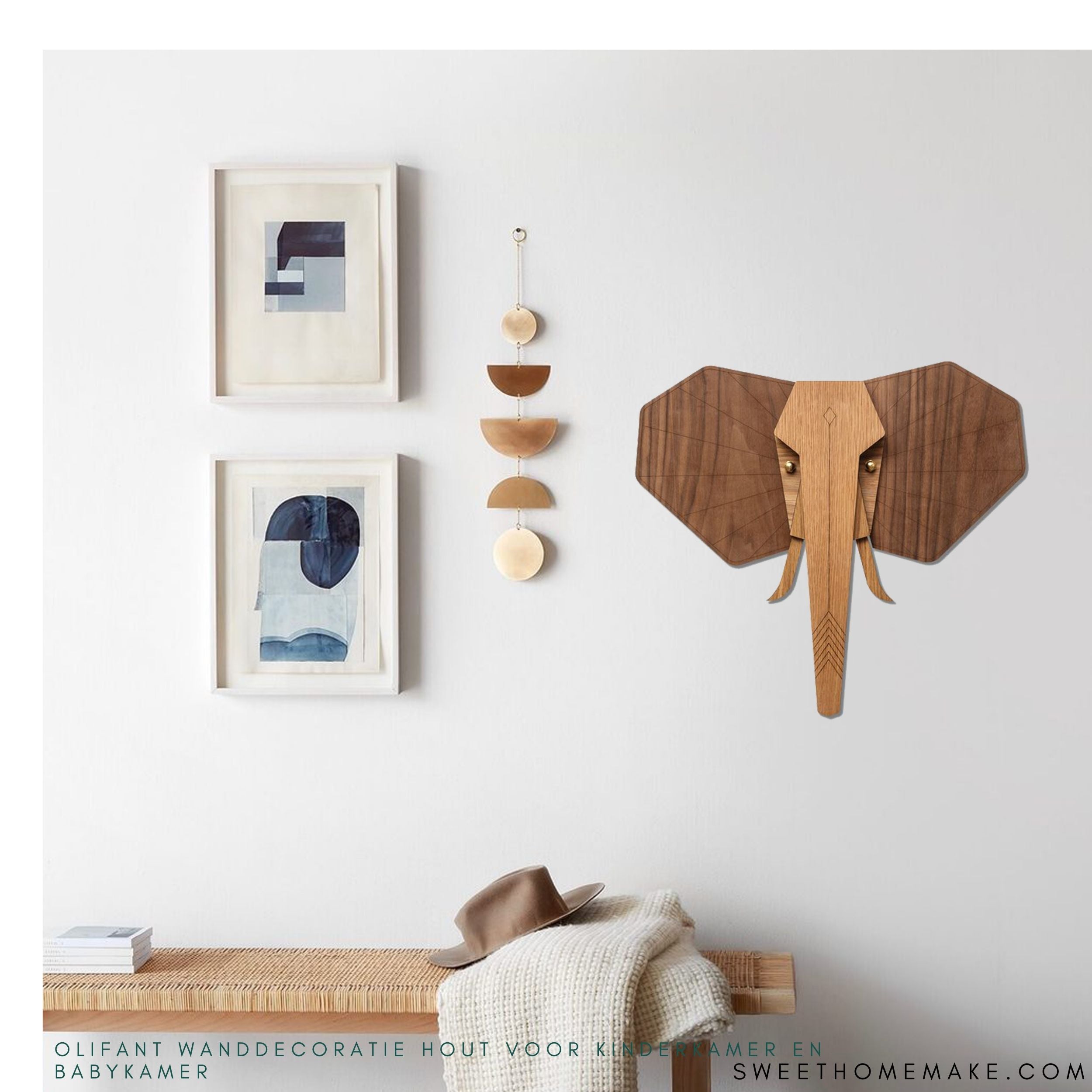 massa Il Van God Olifant Wanddecoratie Hout voor Kinderkamer en Babykamer – The Sweet Home  Make