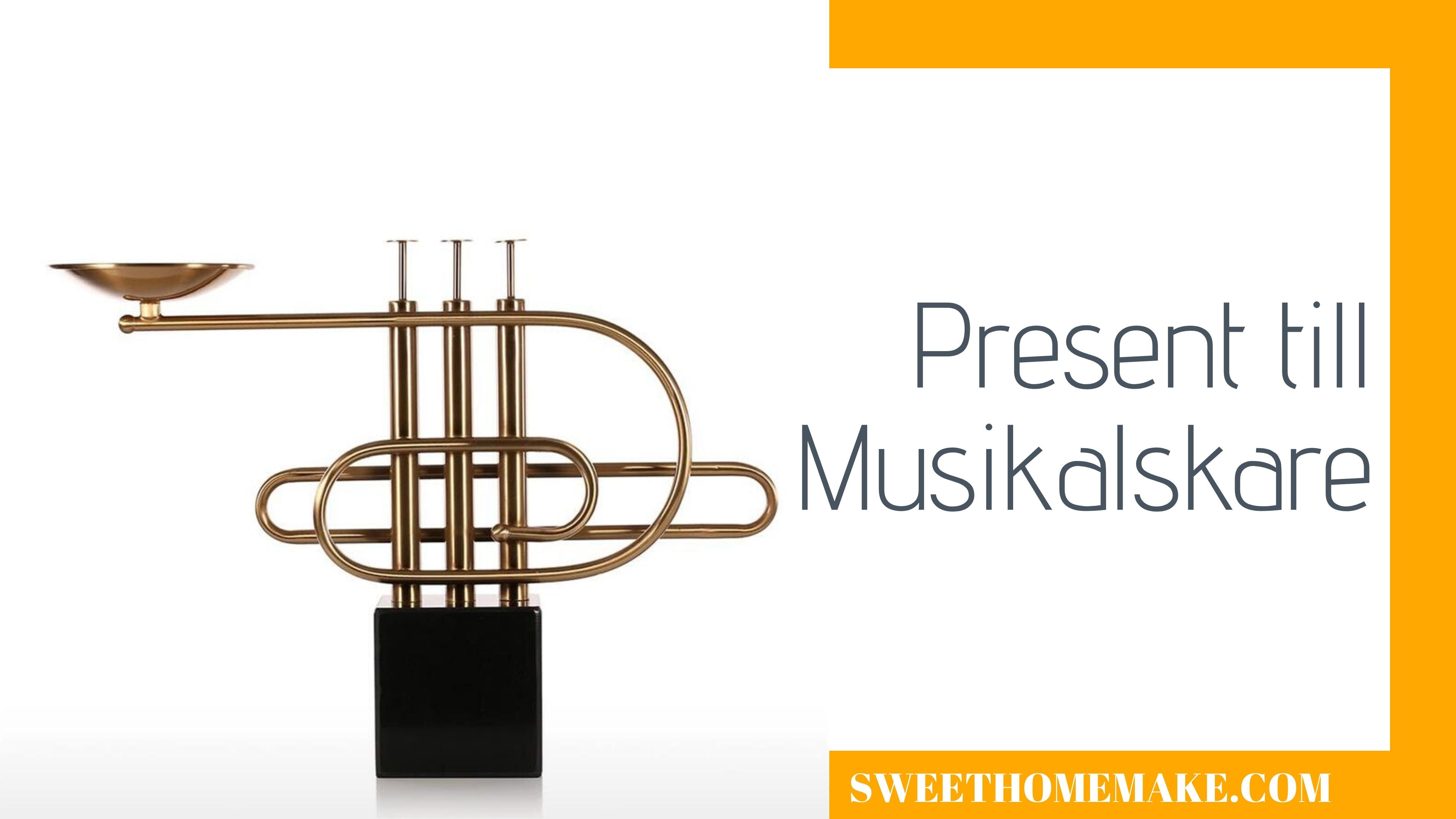 Present till Musikälskare med Skulpturer inredning Ljusstake Guld