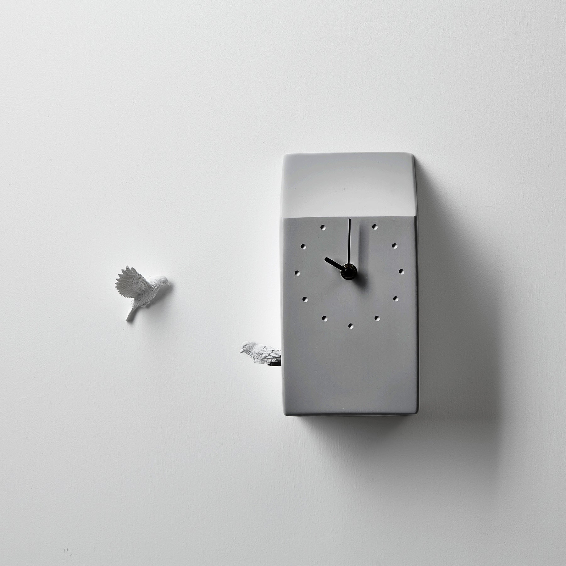 Grey Cuckoo Clock with Minimal and Modern Wall Clock