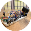 Breadboard circuit with ultrasonic sensor