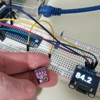 Breadboard circuit with temperature sensor