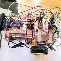 Breadboard mounted on robot chassis
