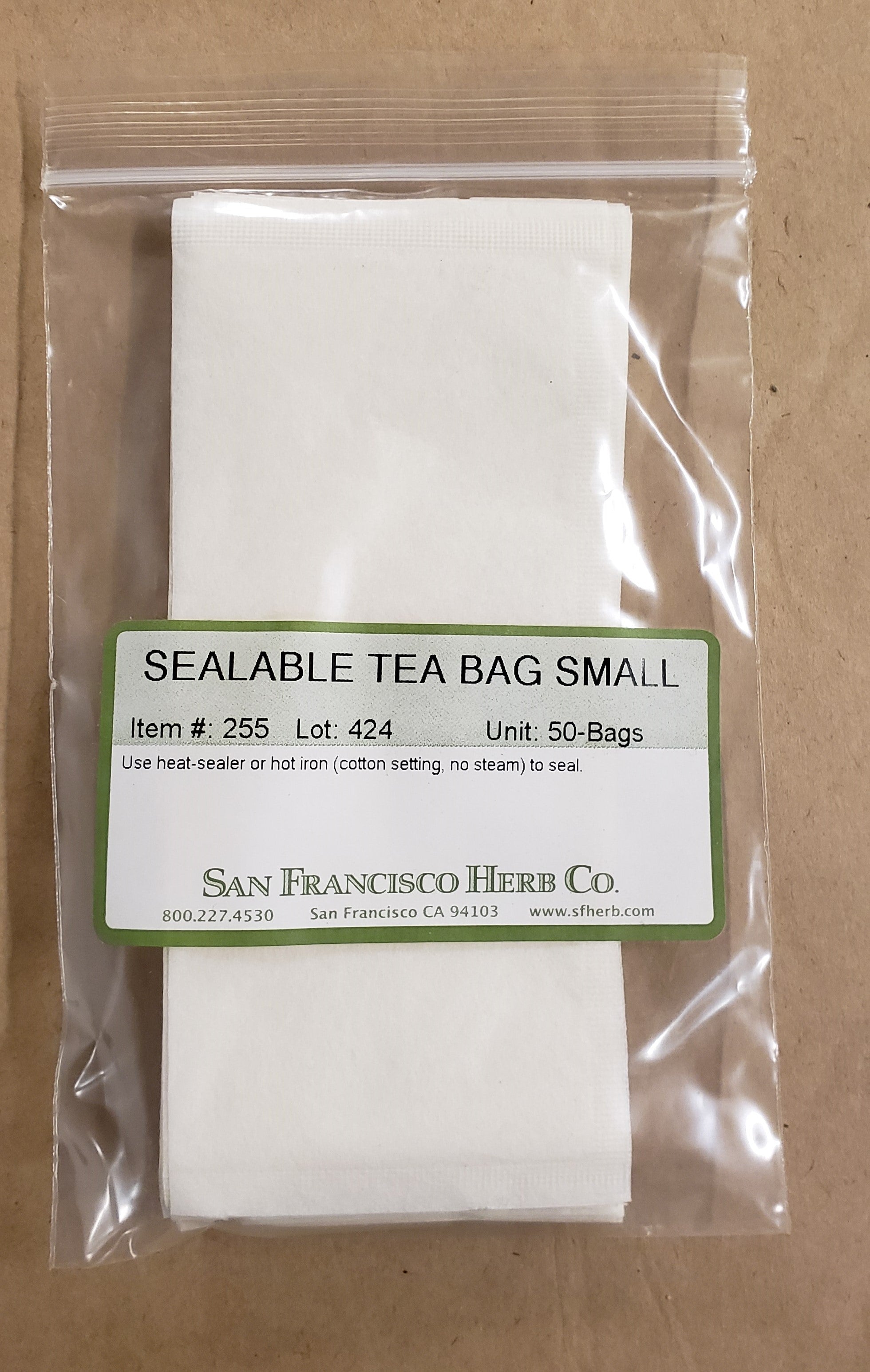 Sealable Tea Bags, 2.5 inch x 2.75 inch - 50 Each