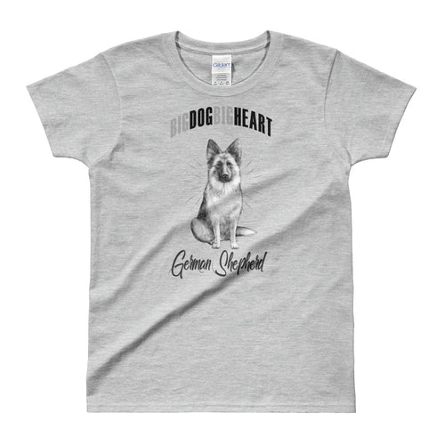 Big Dog Big Heart  German Shepherd T-Shirt Grey German Shepherd Dog T Shirt for Women - FlorenceLand