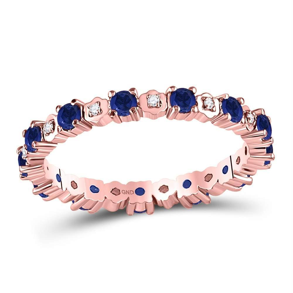 10k Rose Gold Women's Blue Sapphire Diamond Eternity Ring