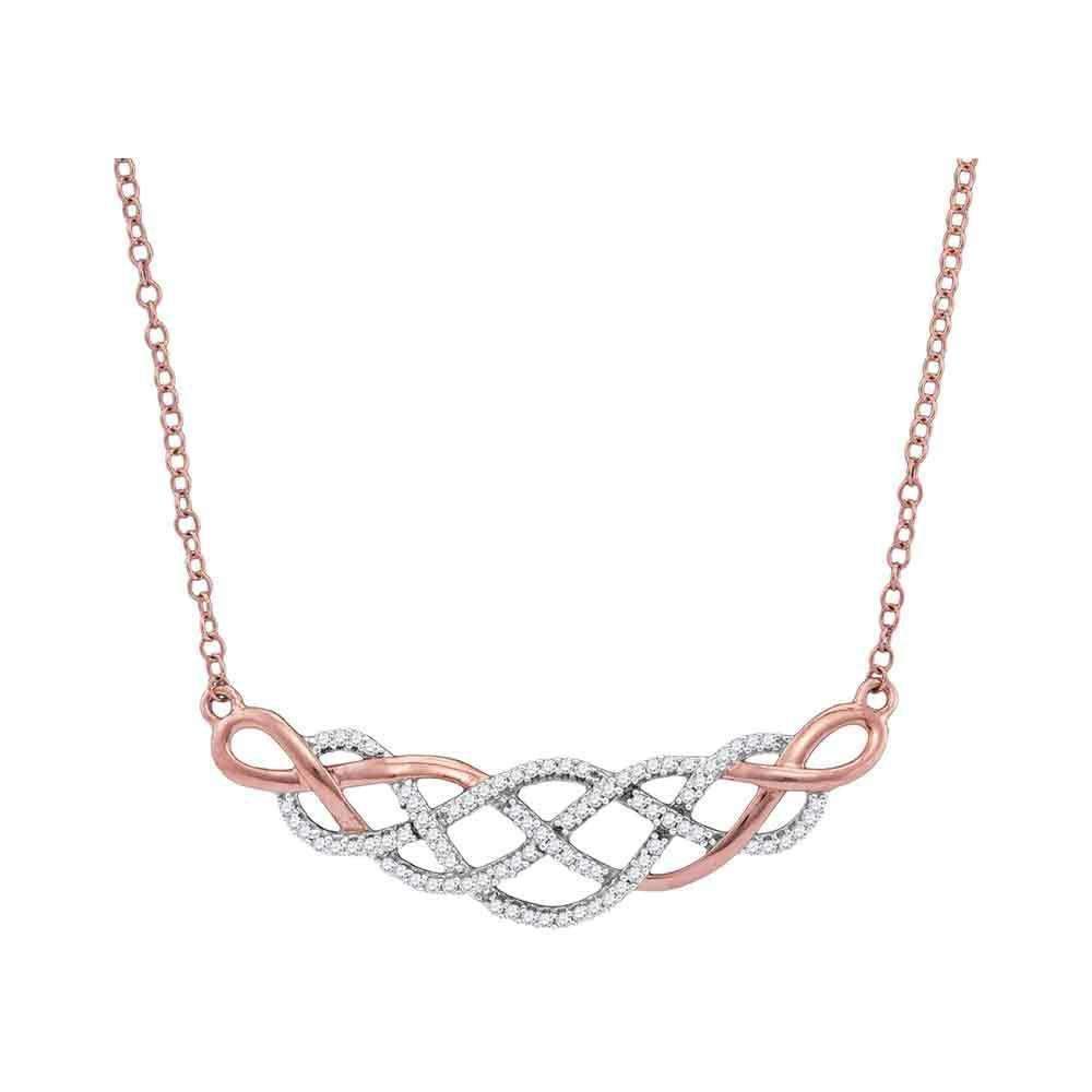 10k Rose Gold Women's Diamond Woven Strands Cluster Necklace - FREE Shipping (US/CA)