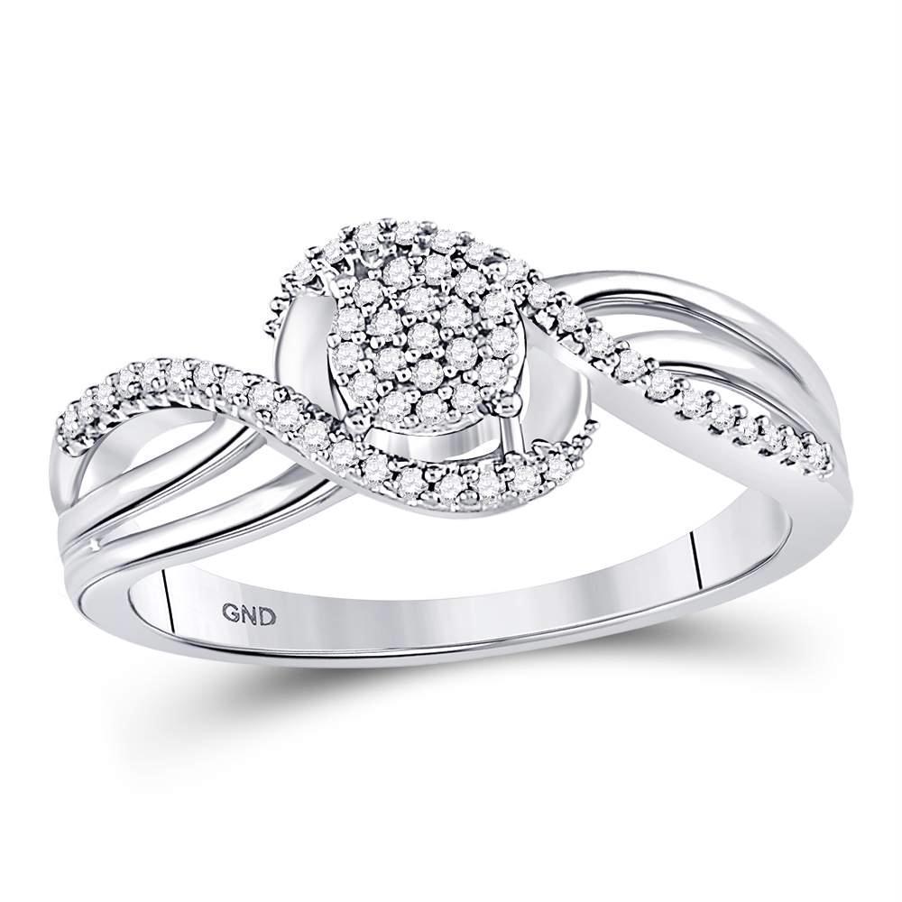 10kt White Gold Women's Diamond Circle Cluster Strand Ring