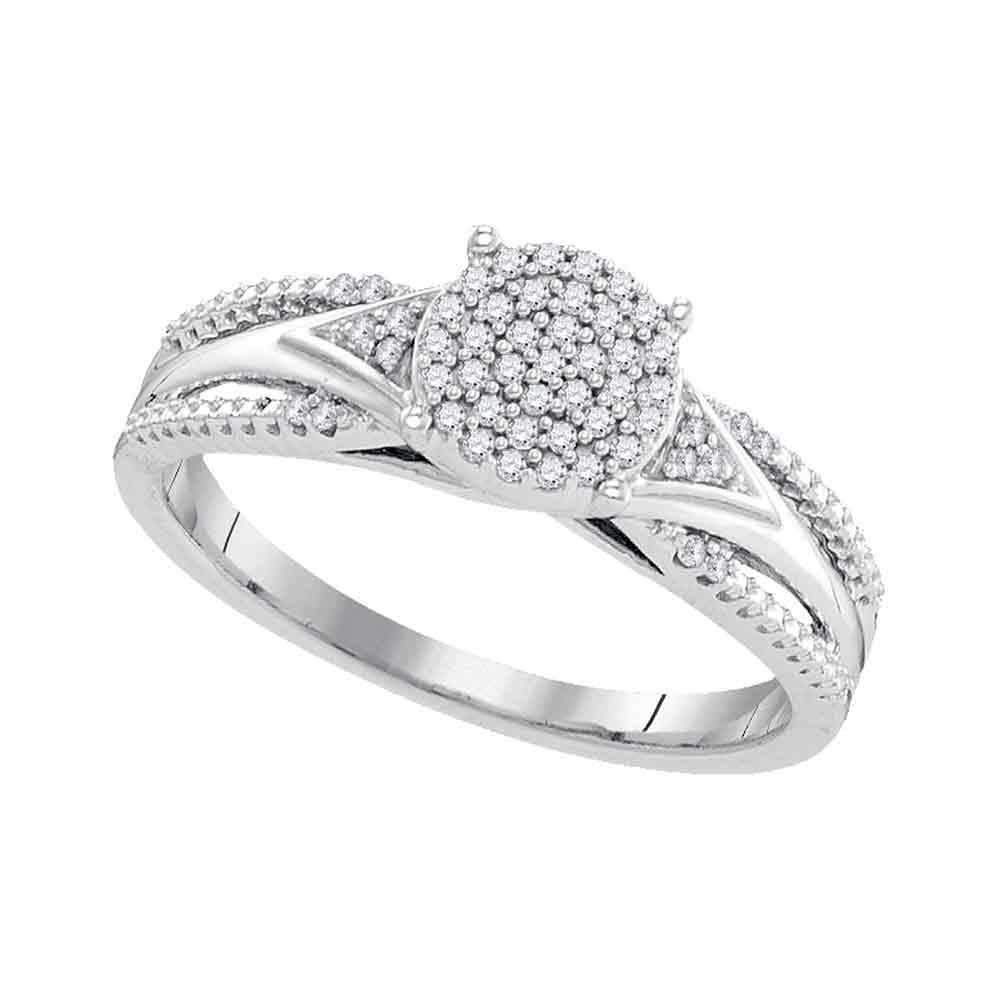 10kt White Gold Womens Round Diamond Cluster Bridal Wedding Engagement Ring 1-6 Cttw