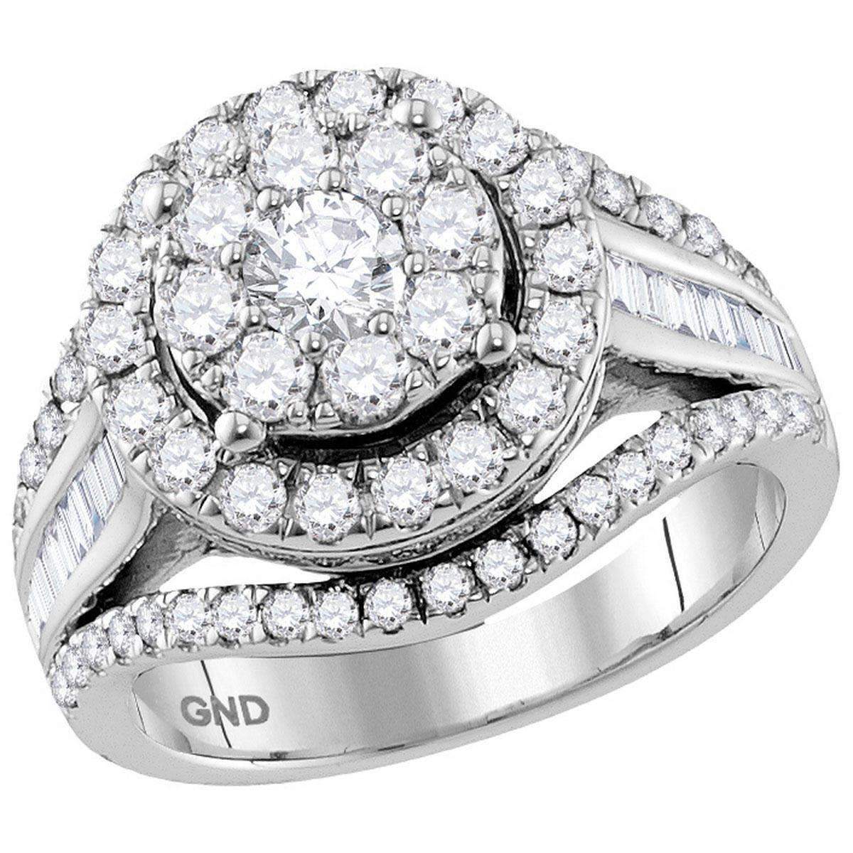 10kt White Gold Women's Round Diamond Cluster Bridal Wedding Engagement Ring 2.00 Cttw - FREE Sh