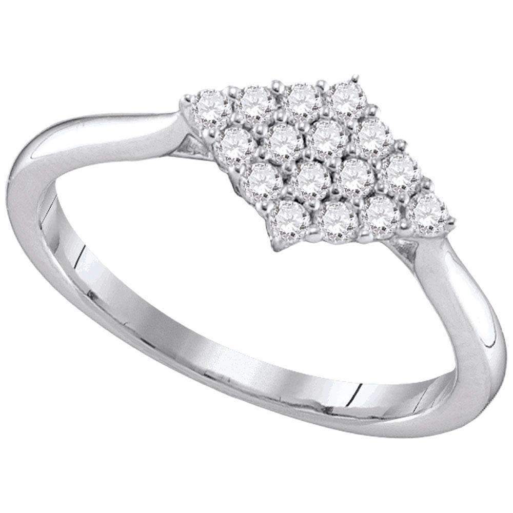 10kt White Gold Women's Round Diamond Cluster Ring 1/3 Cttw - FREE Shipping (US/CAN)