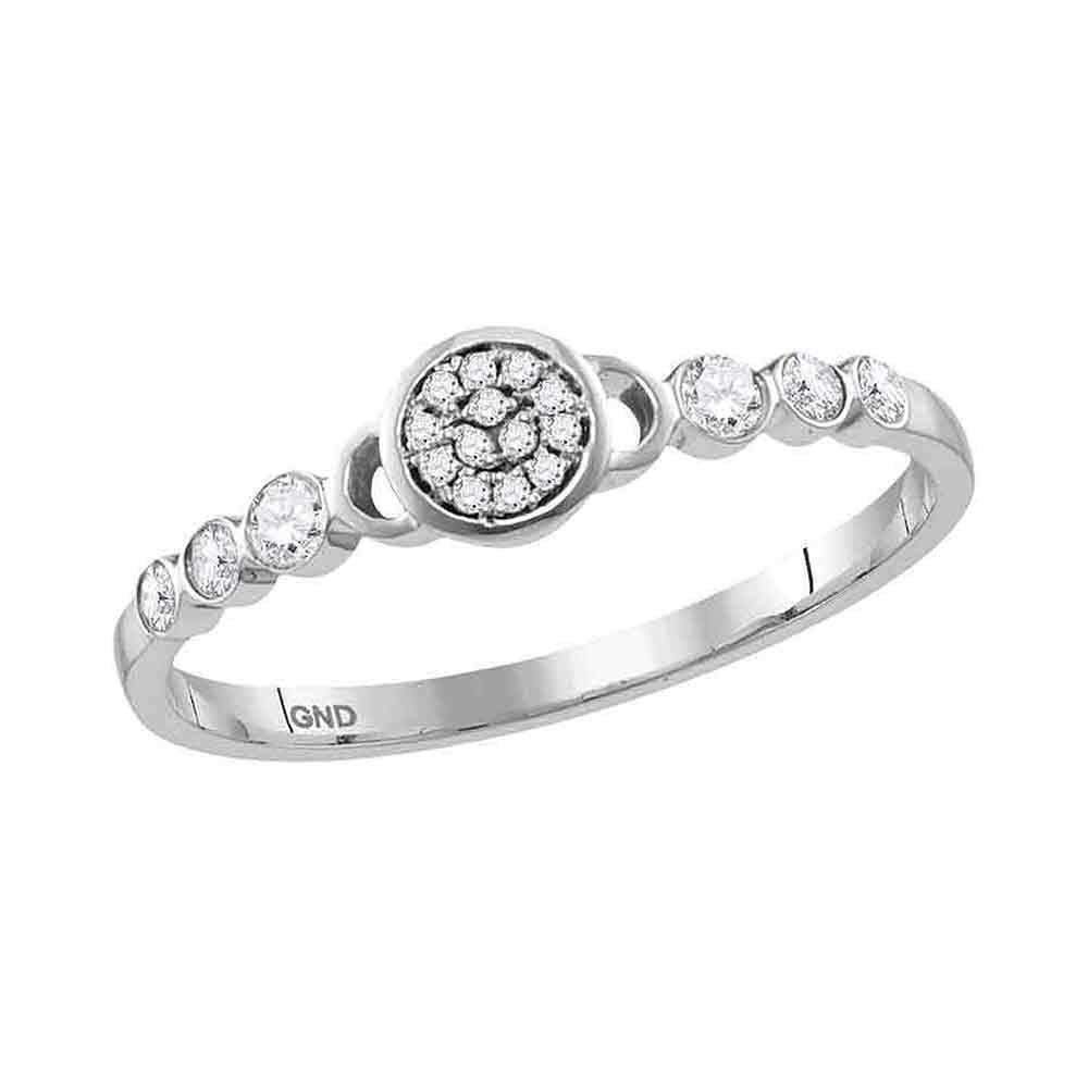 10kt White Gold Women's Round Diamond Cluster Stackable Band Ring 1/6 Cttw - FREE Shipping (US/C