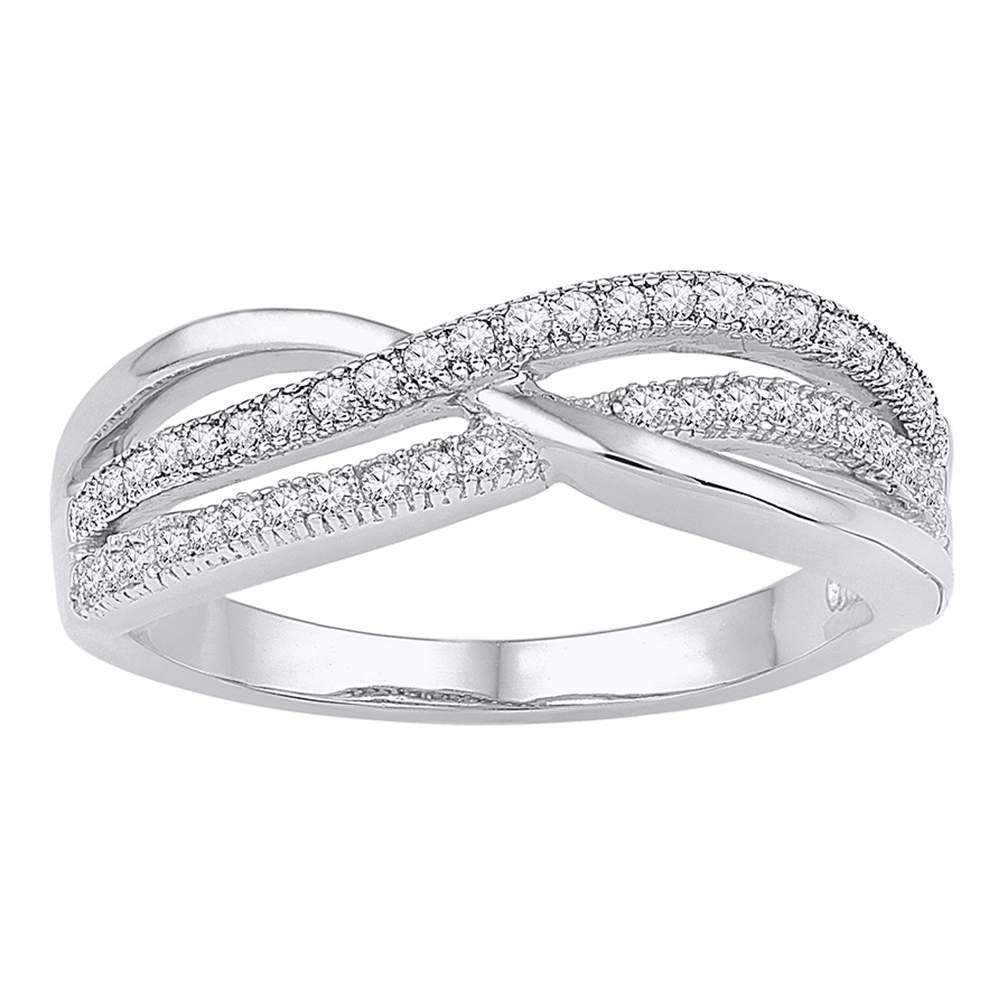 10kt White Gold Women's Round Diamond Crossover Band Ring 1/5 Cttw - FREE Shipping (US/CAN)