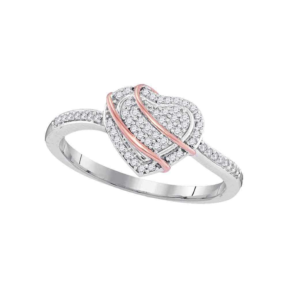 10kt White Gold Women's Round Diamond Heart Cluster Ring 1/6 Cttw - FREE Shipping (US/CAN)