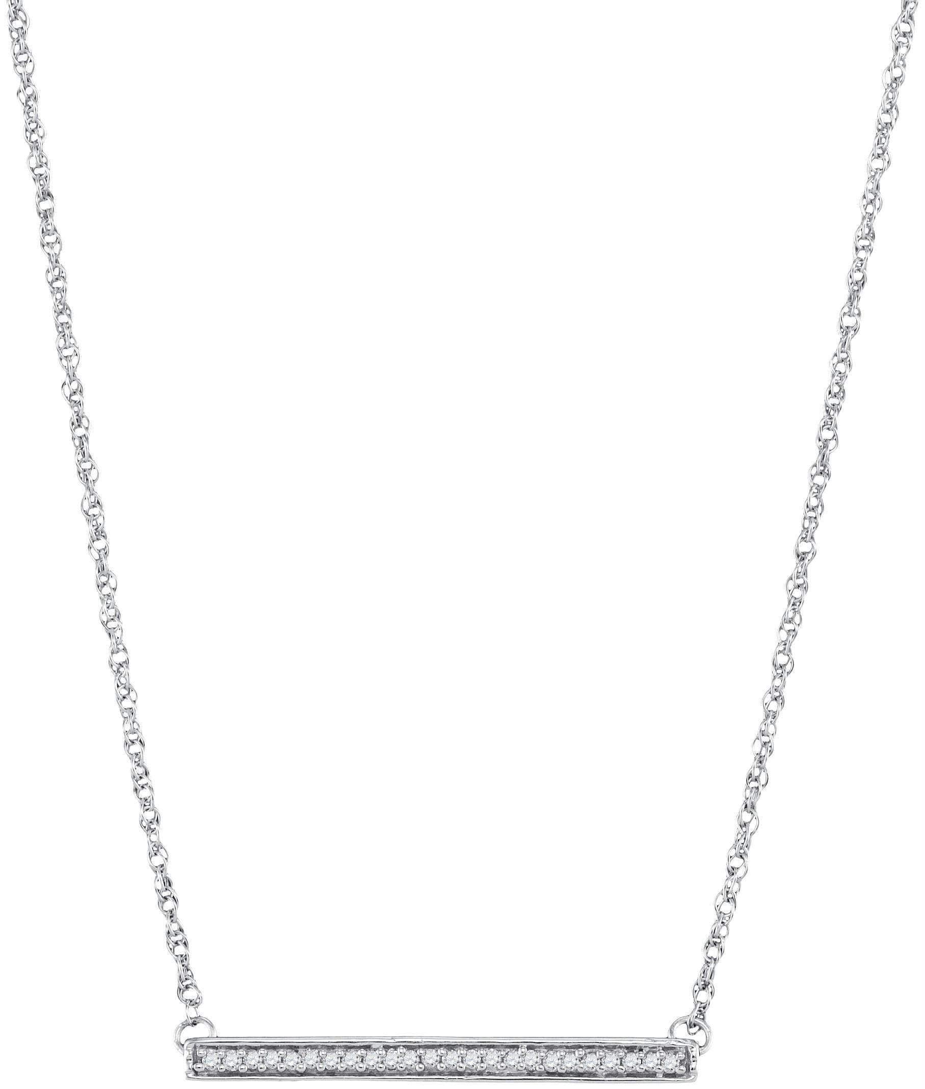 10kt White Gold Women's Round Diamond Horizontal Bar Pendant Necklace 1-10 Cttw - FREE Shipping 