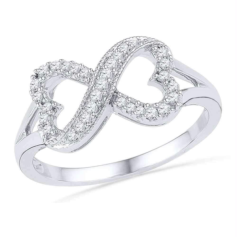 10kt White Gold Women's Round Diamond Infinity Heart Ring 1/6 Cttw - FREE Shipping (US/CAN)