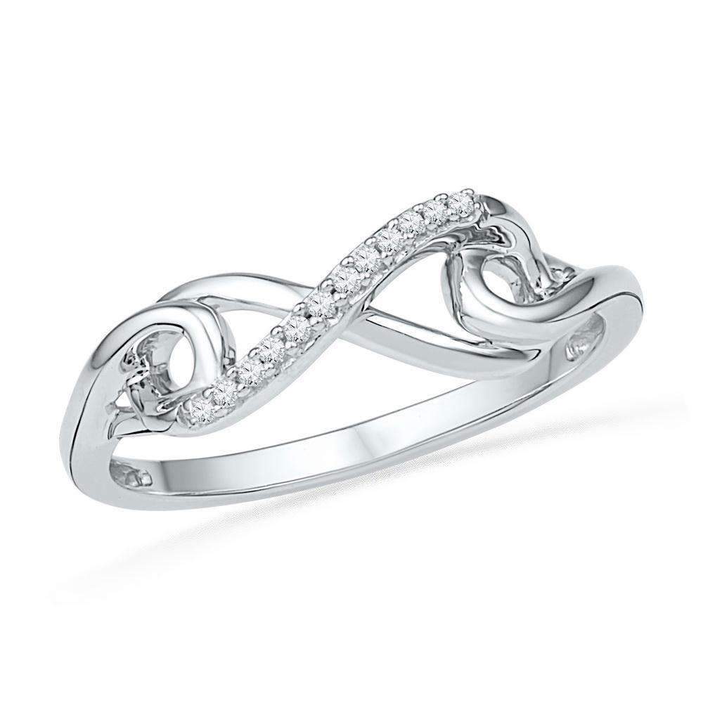 10kt White Gold Women's Round Diamond Infinity Knot Ring 1/20 Cttw - FREE Shipping (US/CAN)