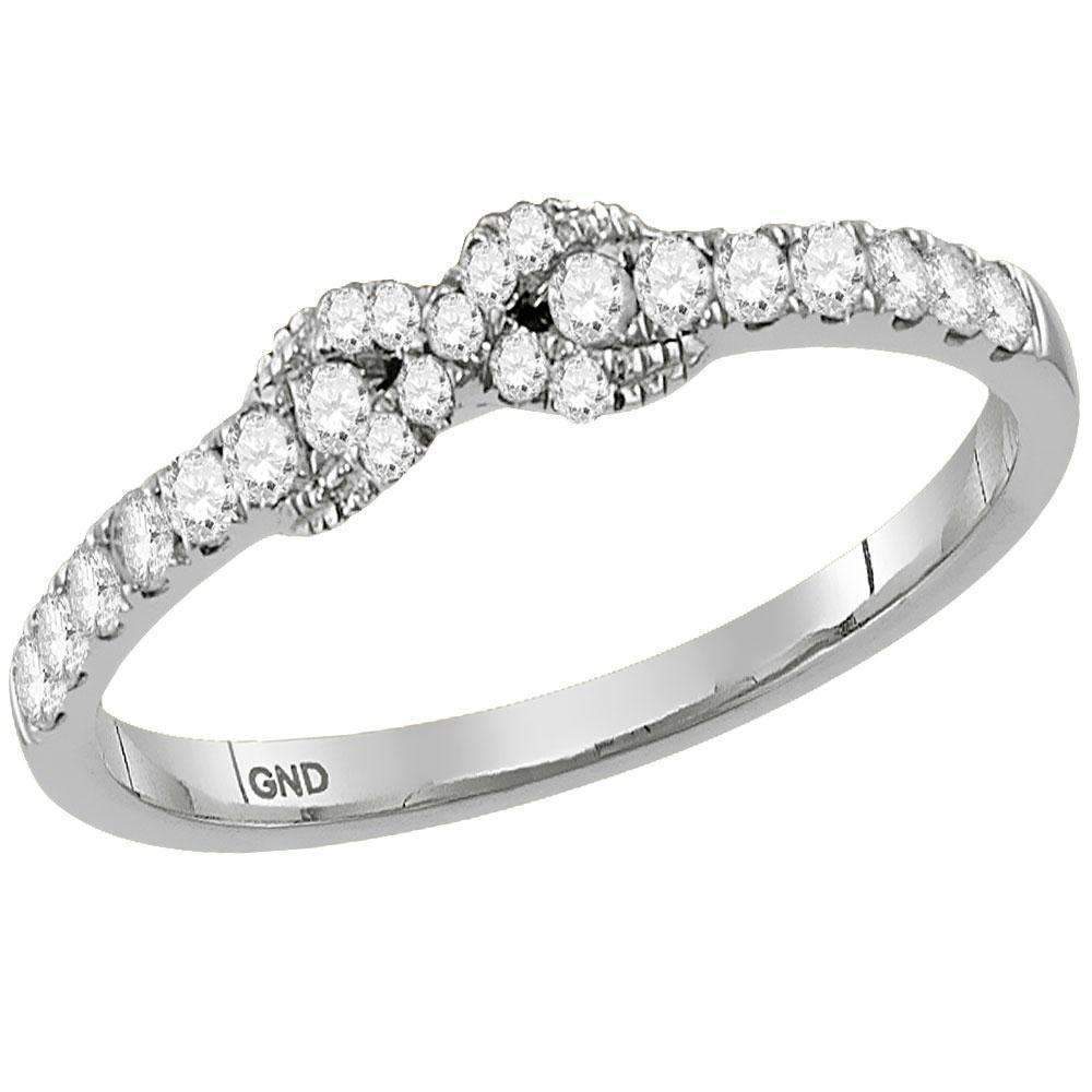 10kt White Gold Women's Round Diamond Infinity Knot Stackable Band Ring 1/4 Cttw - FREE Shipping