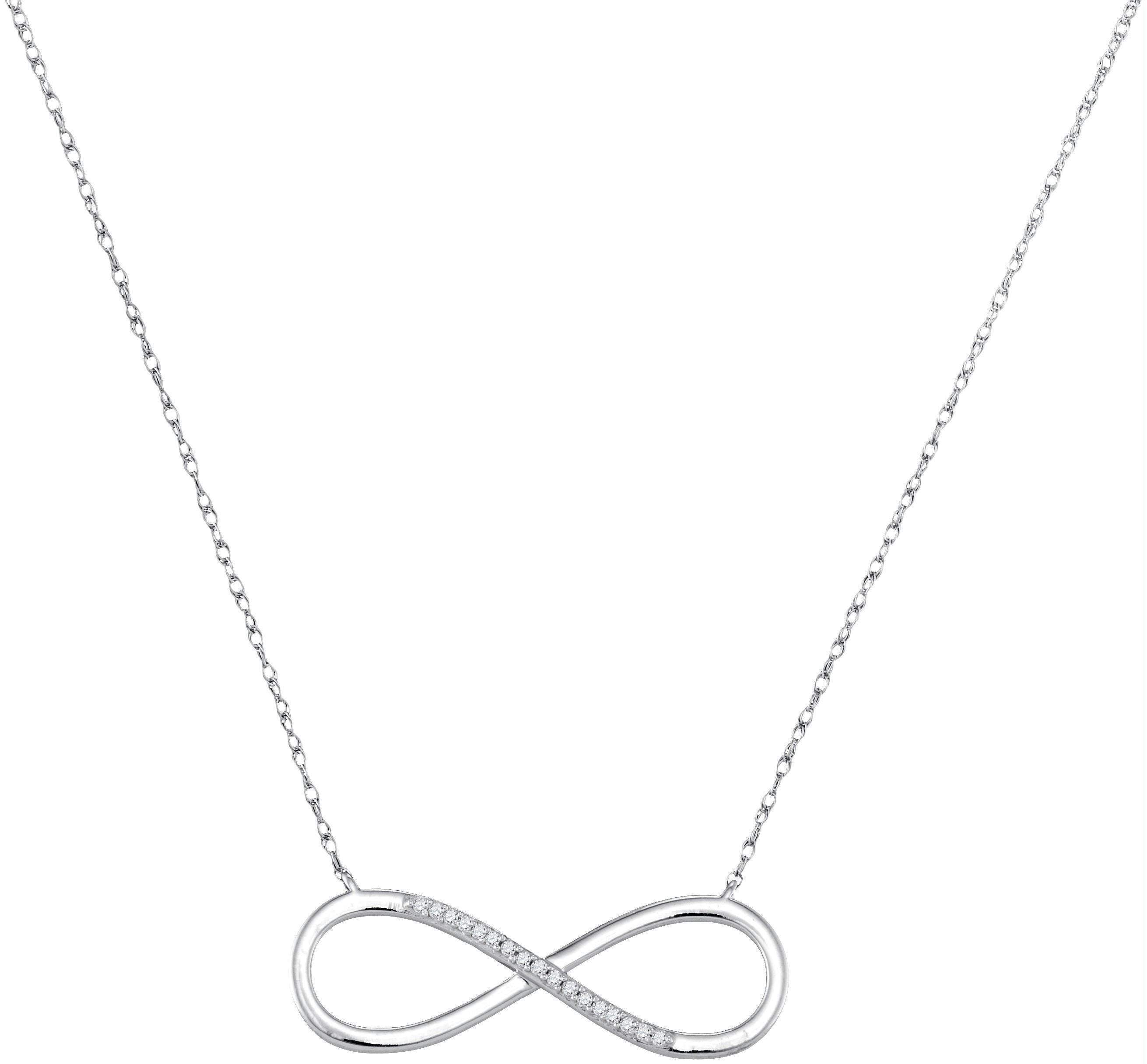 10kt White Gold Women's Round Diamond Infinity Pendant Necklace 1-20 Cttw - FREE Shipping (US/CA